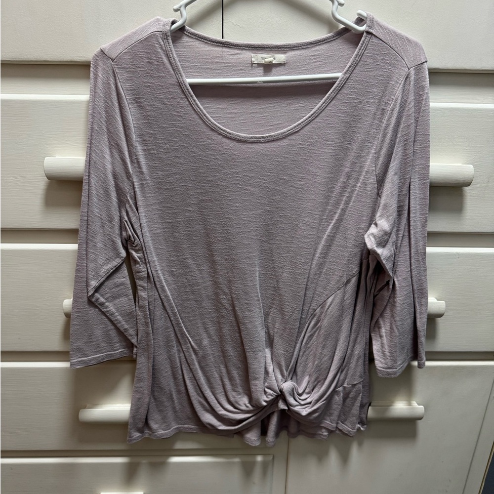 Maurices Light Purple Long Sleeve Knot Top